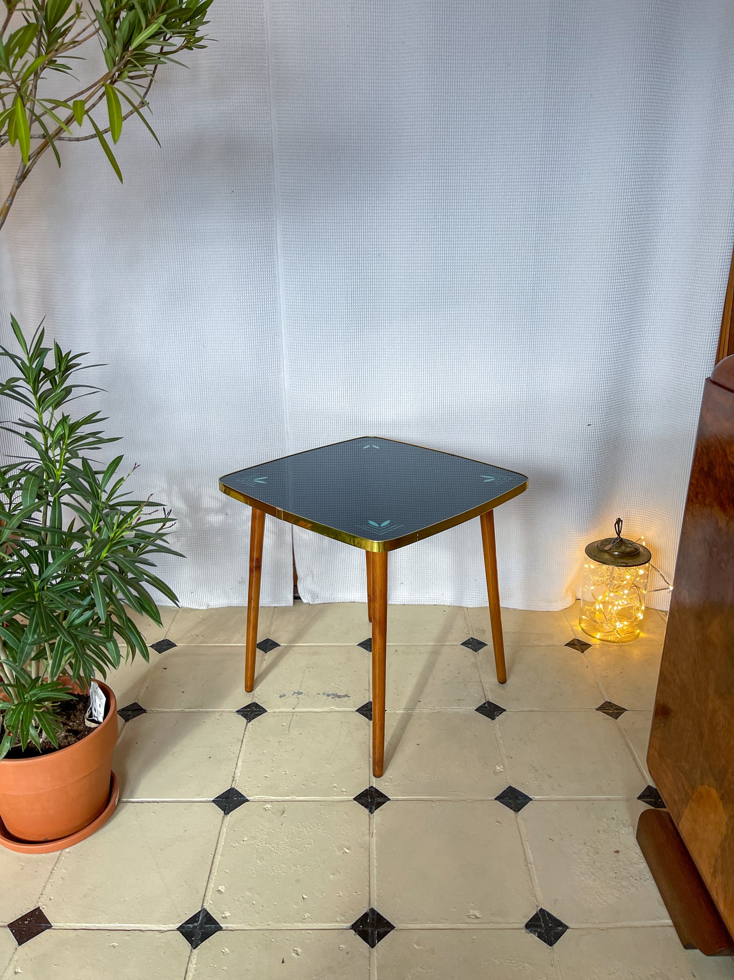 Tisch 70er Beistelltisch Glas