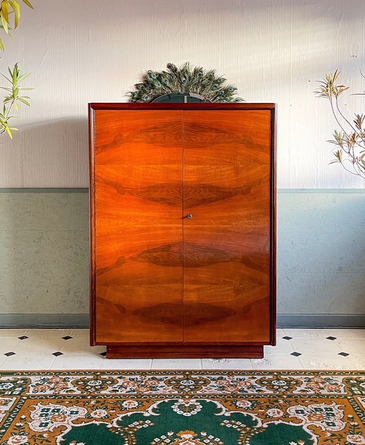 Kleiderschrank 2-trg. MidCentury Schrank Dielenschrank Vintage Mahagoni Nussbaum 60er