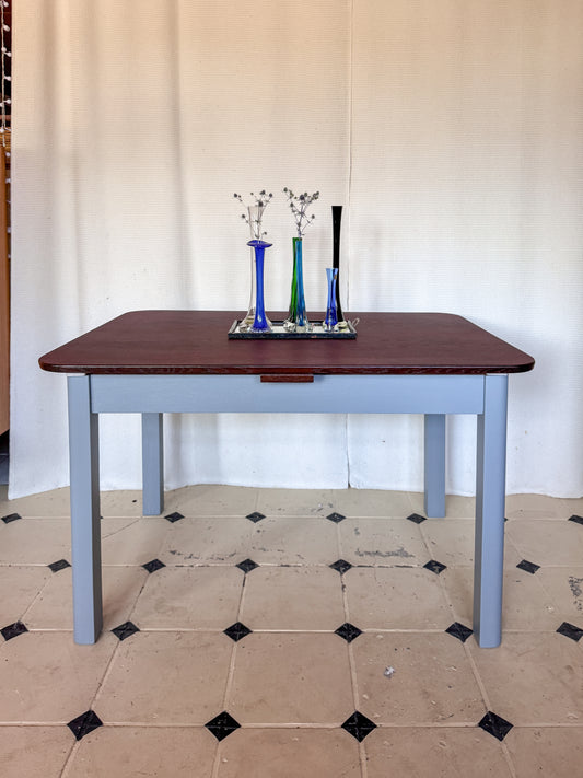 Großer Esstisch „Ostsee“ ausziehbar blau braun Holz massiv 240 cm