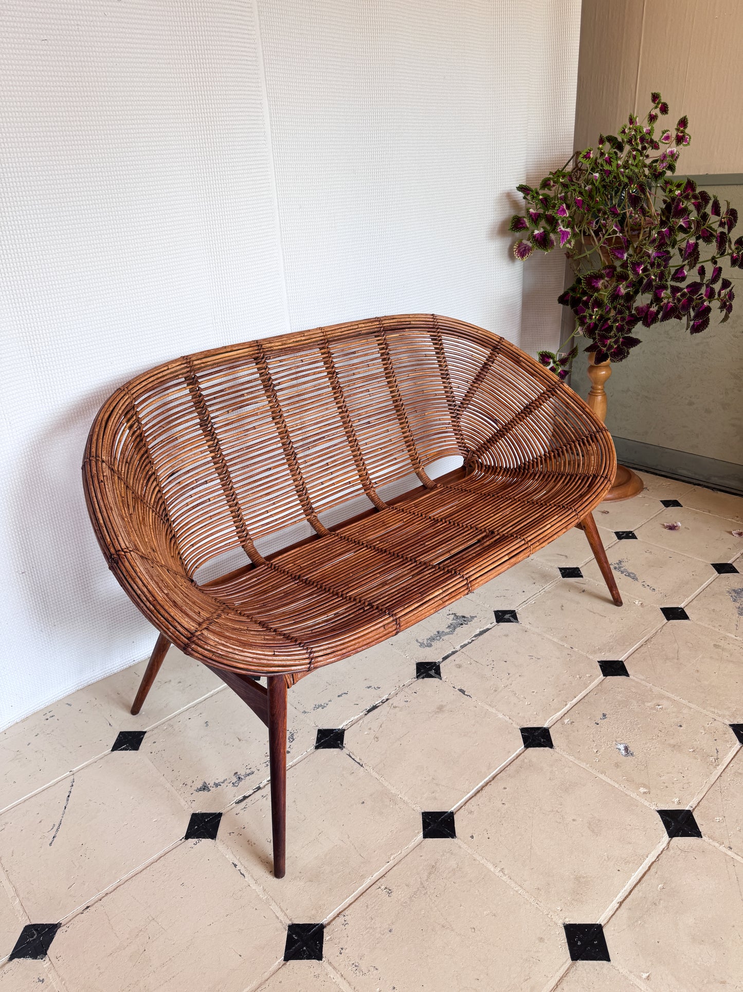 Vintage Rattan-Loungeset – 2 Sessel & 1 Couch | 1960er/70er Jahre