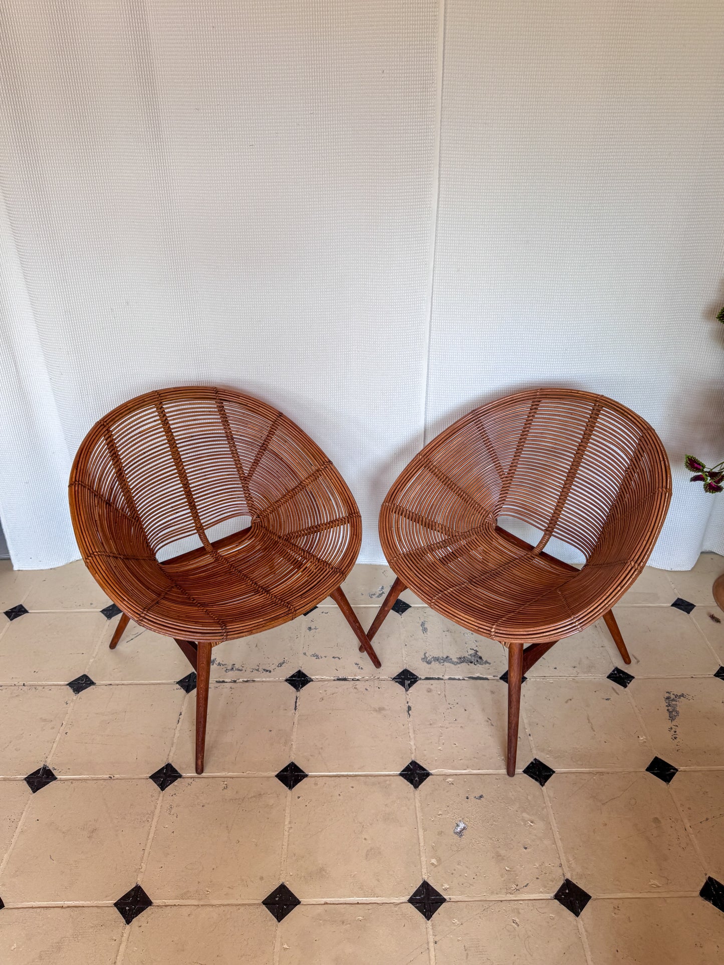 Vintage Rattan-Loungeset – 2 Sessel & 1 Couch | 1960er/70er Jahre