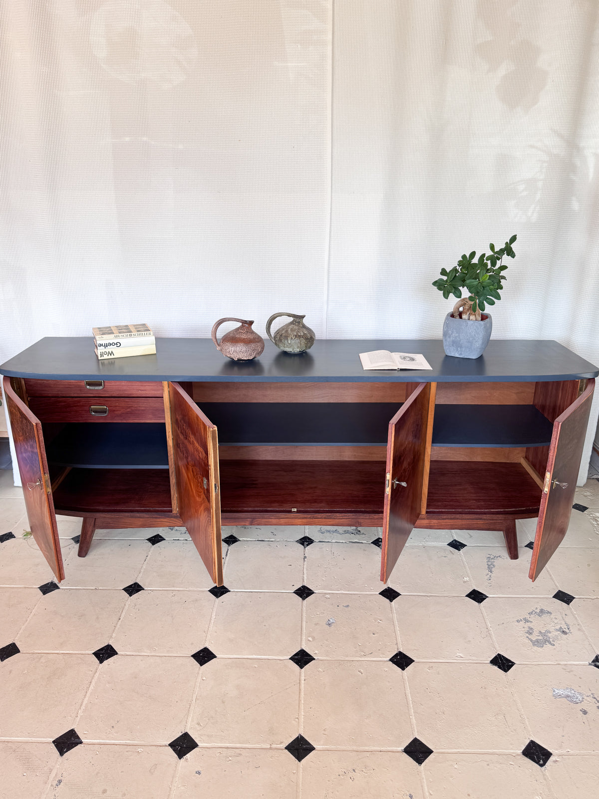 Sideboard TV Board Nussbaum Vollholz 60er Lowboard