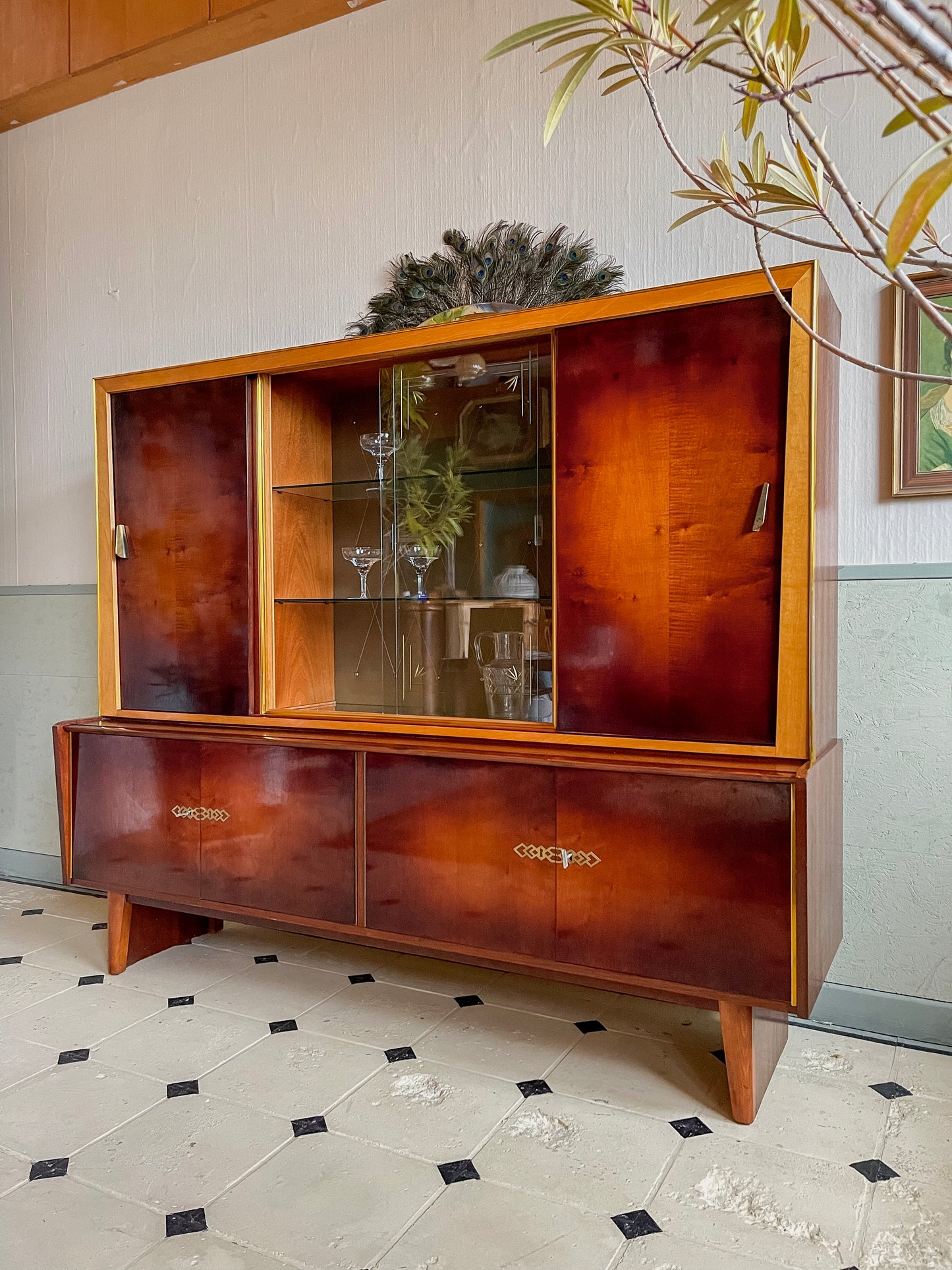 MidCentury Buffet Buffetschrank Anrichte Vitrine 60er Wohnzimmer Schrank Ahorn Birke Rockabilly