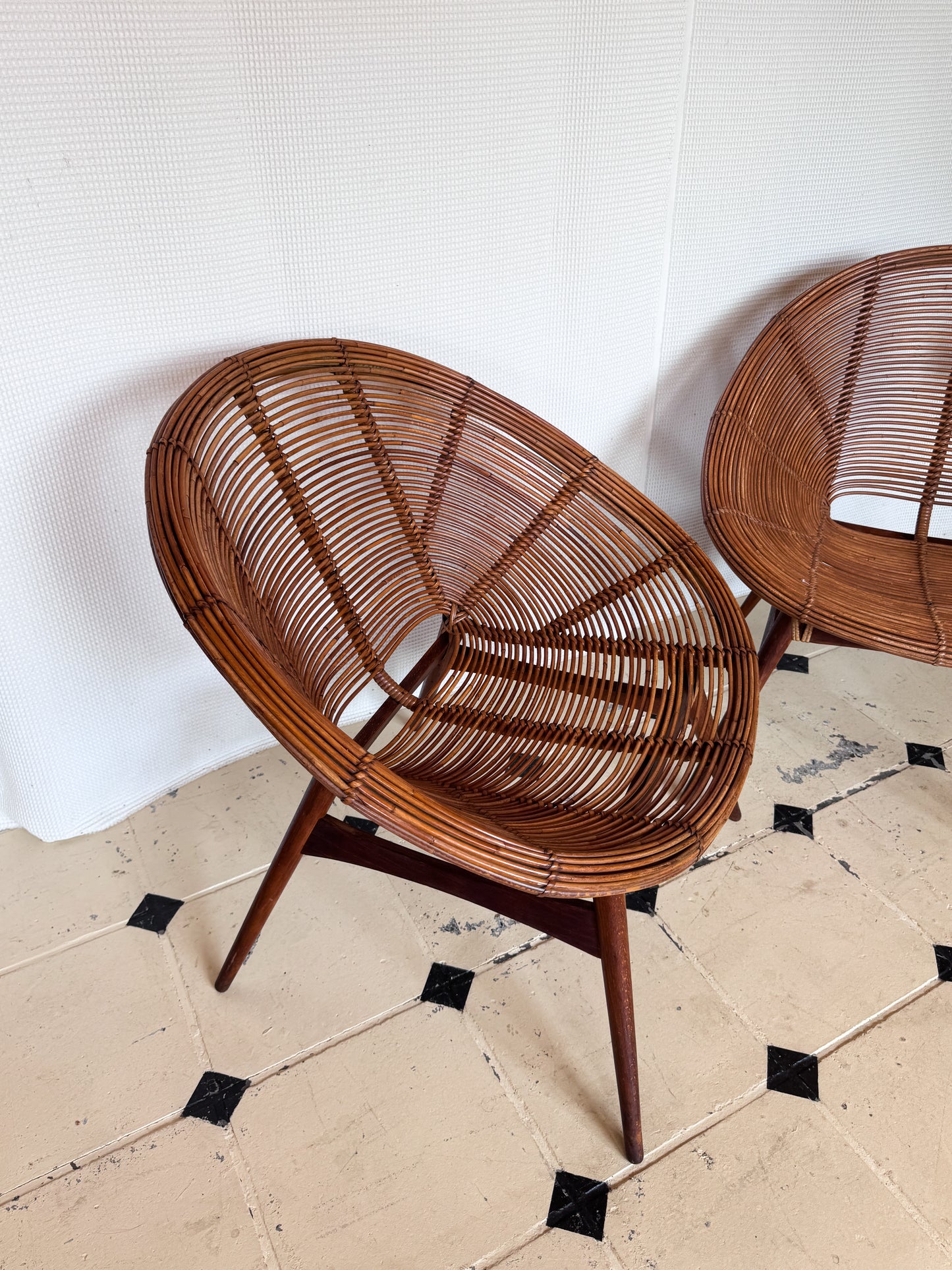 Vintage Rattan-Loungeset – 2 Sessel & 1 Couch | 1960er/70er Jahre