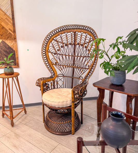 Vintage Peacock Chair / Pfauensessel aus Rattan, 1970er Jahre