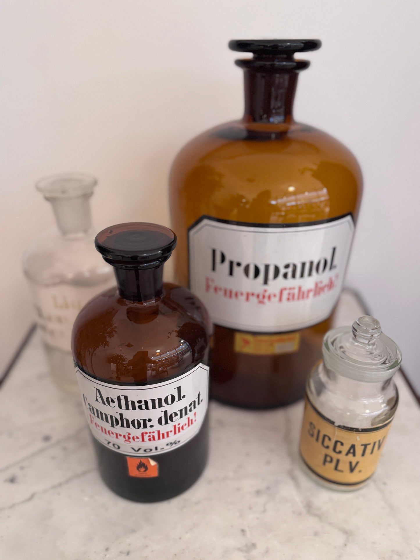 Vintage Apothekerflaschen Set 4 Original Glasflaschen