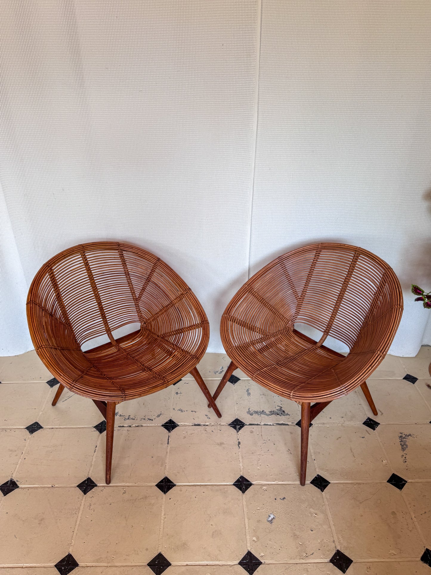 Vintage Rattan-Loungeset – 2 Sessel & 1 Couch | 1960er/70er Jahre