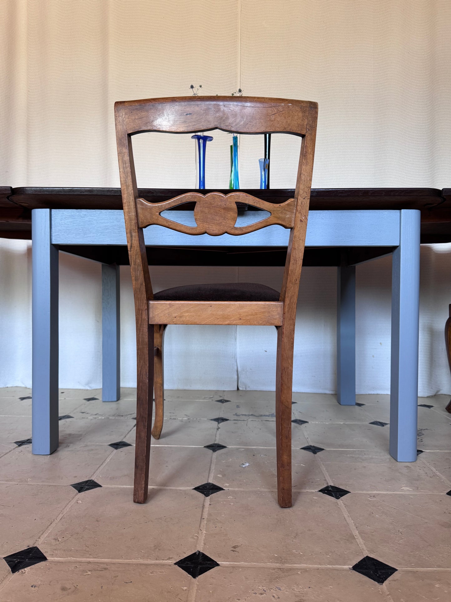 Großer Esstisch „Ostsee“ ausziehbar blau braun Holz massiv 240 cm