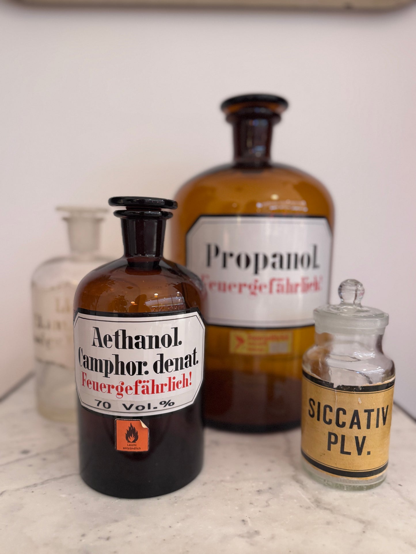 Vintage Apothekerflaschen Set 4 Original Glasflaschen