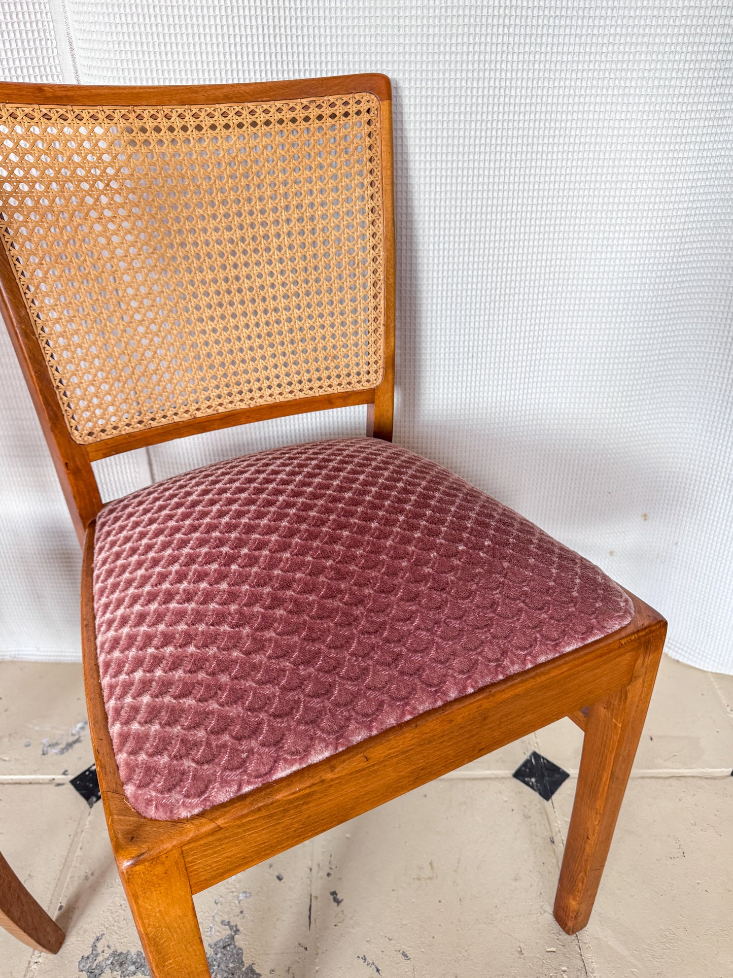Set 3 Stühle Wiener Geflecht Holz massiv Kirsche 50er