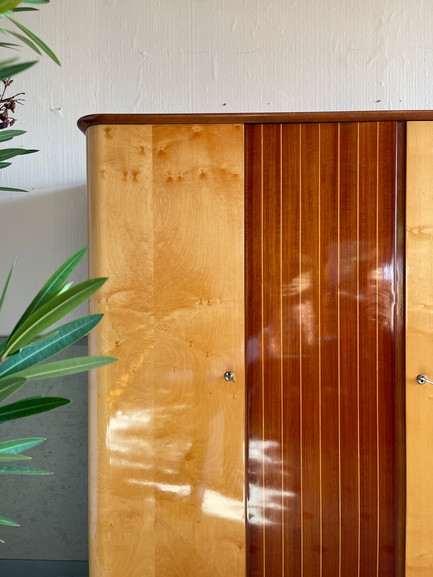 Kleiderschrank 60er 5-türig Rarität Mahagoni Birke 225 cm