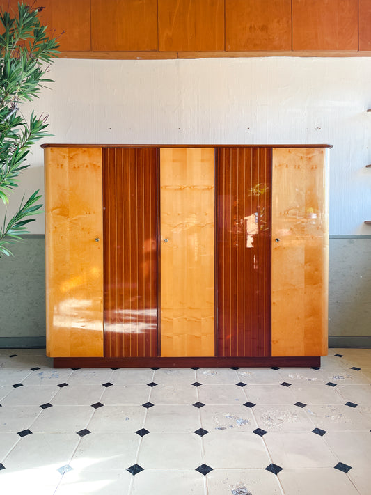 Kleiderschrank 60er 5-türig Rarität Mahagoni Birke 225 cm