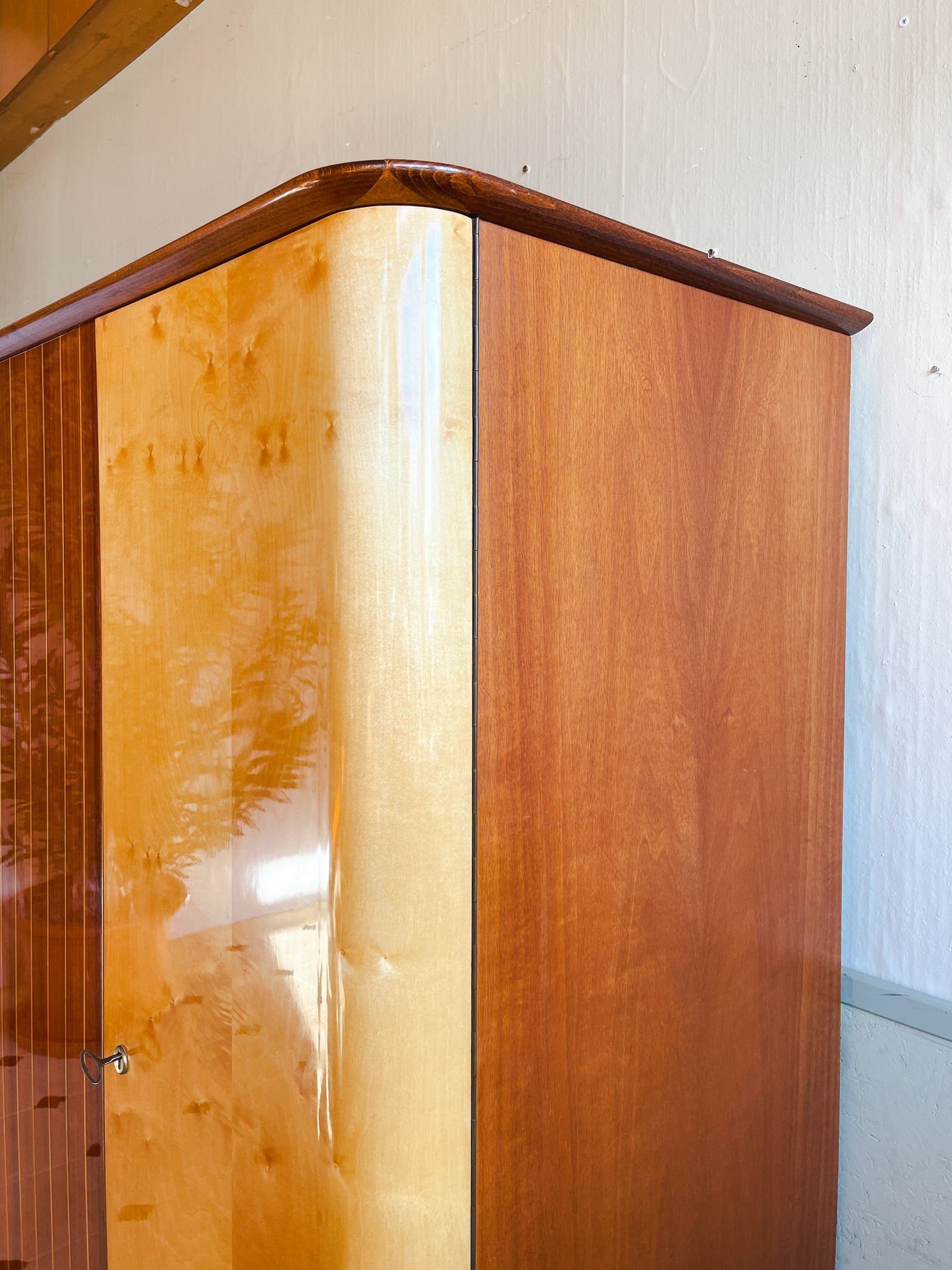 Kleiderschrank 60er 5-türig Rarität Mahagoni Birke 225 cm