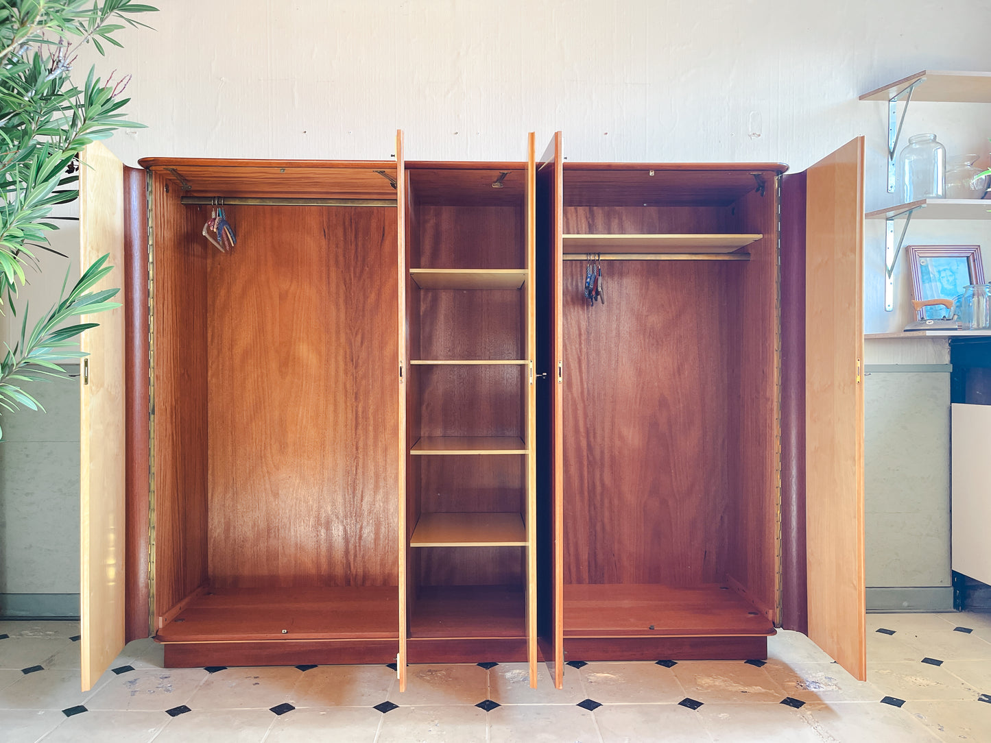 Kleiderschrank 60er 5-türig Rarität Mahagoni Birke 225 cm