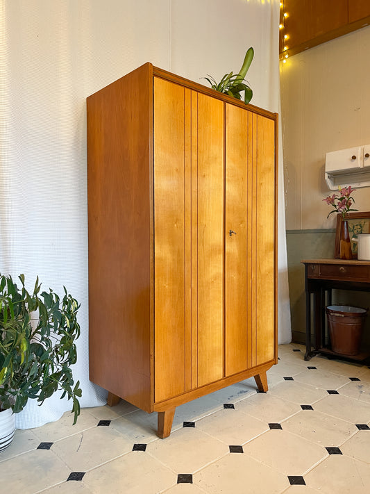 Vintage Kleiderschrank 2-trg 60er Birke Schrank Holz