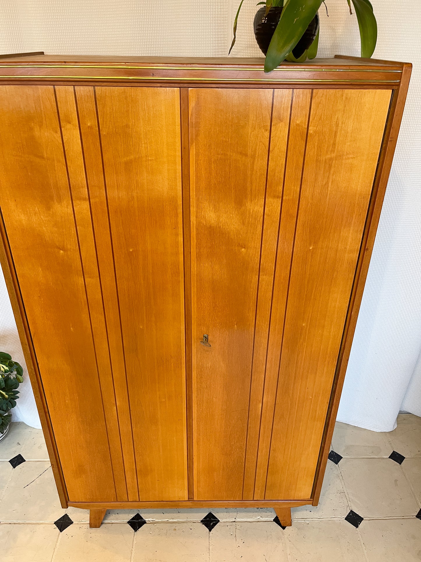 Vintage Kleiderschrank 2-trg 60er Birke Schrank Holz