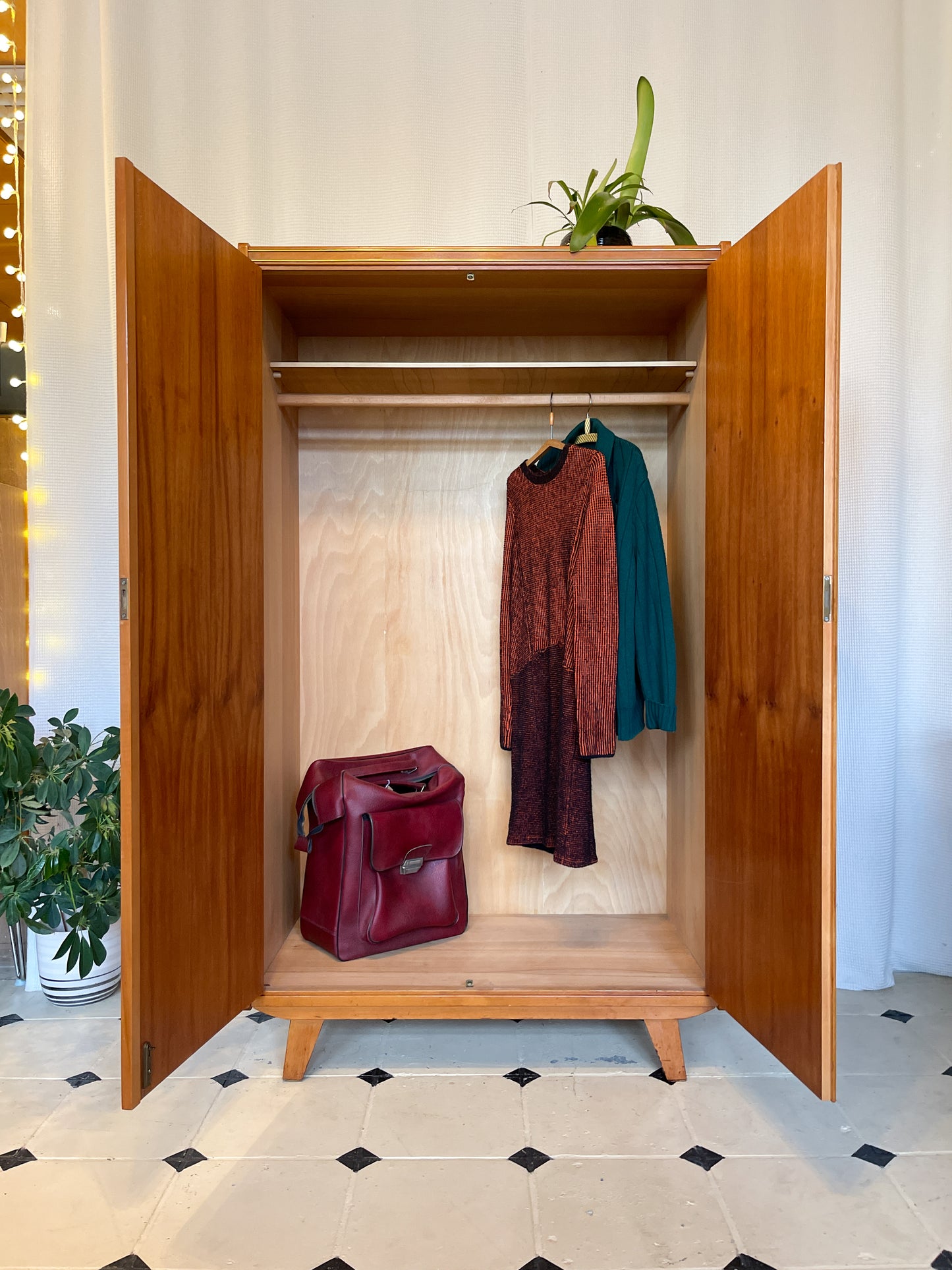 Vintage Kleiderschrank 2-trg 60er Birke Schrank Holz